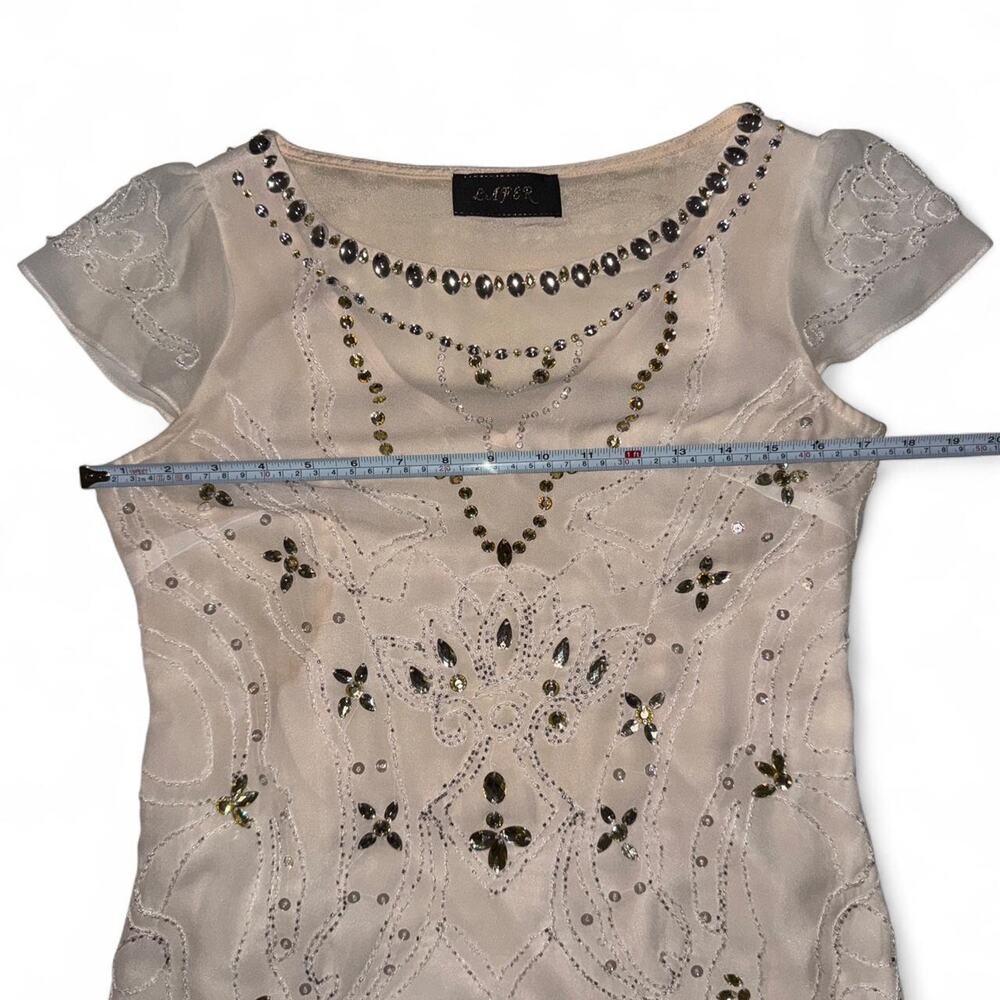 Y2K L.A.F.E.R. white beaded sheer dress Y2K embellished fairy size S - Picture 5 of 8
